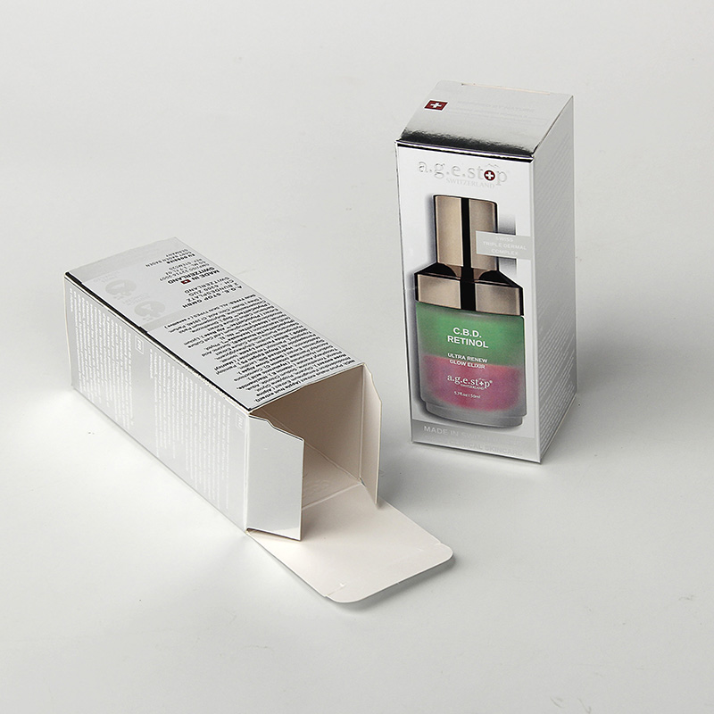 Caja de embalaje de papel personalizado de lujo para el cuidado de la piel con logotipo en relieve