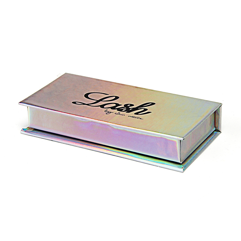 Cajas de embalaje de pestañas de cartón de papel de plata holográfica de etiqueta privada