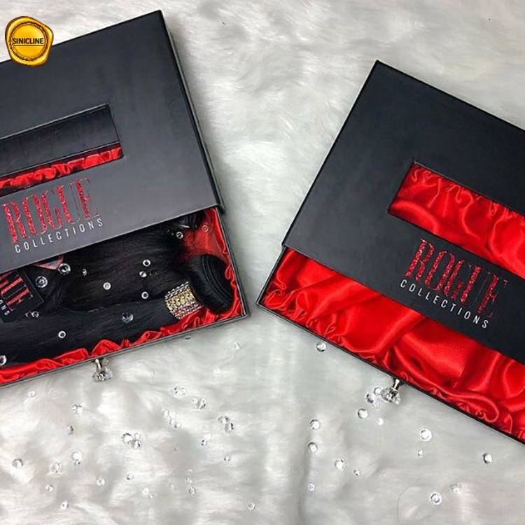 Cajas de empaquetado de pelo de impresión de logotipo de color personalizado negro Caja de pelo de lujo