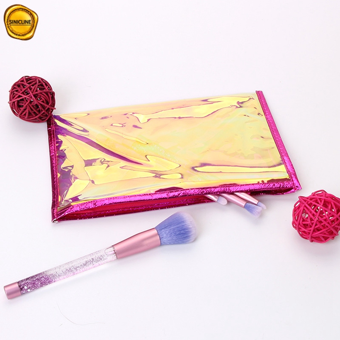 Bolso de empaquetado olográfico de encargo de los cepillos del maquillaje de los cosméticos del PVC de las rosas fuertes