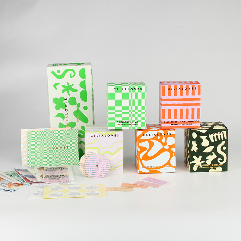 Cajas de embalaje de caja de velas perfumadas cuadradas de papel ecológico impresas personalizadas pequeñas 