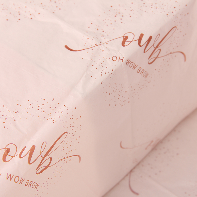 Impresión de logotipo personalizado Embalaje de belleza Papel de seda rosa claro para envolver
