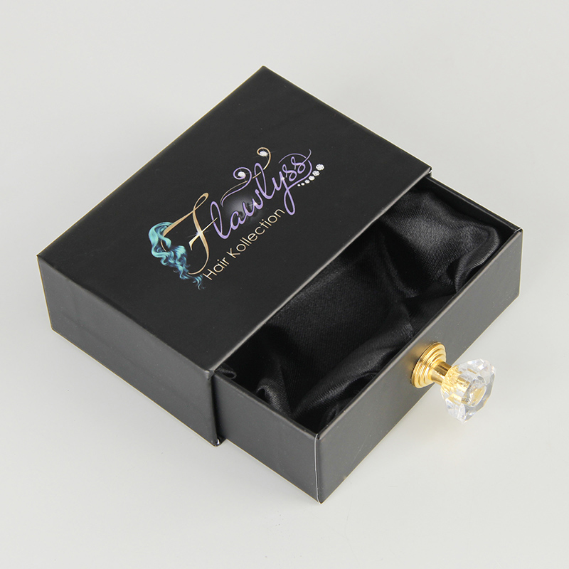 Embalaje de caja de cabello Logotipo personalizado Caja de extensión de cabello negro Embalaje de logotipo personalizado
