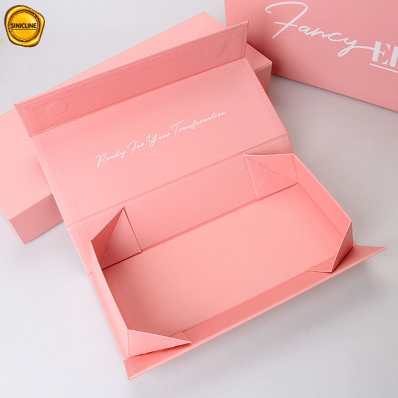 Caja de embalaje de extensión de cabello de lujo plegable rosa bebé personalizada con logotipo Caja de embalaje de extensión de cabello de lujo con logotipo