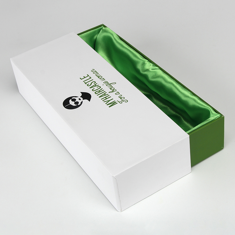 Caja blanca Cajas de embalaje de cabello con logotipo verde Paquete de logotipo personalizado Cajas de cabello personalizadas