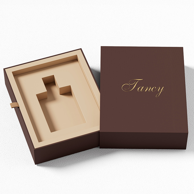 Cajas de perfume de botella de vidrio de espuma EVA de estilo magnético de cajón de lujo marrón 30ML 50ML